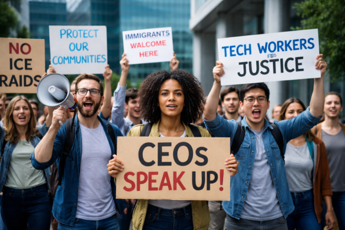 Tech Employees Urge Corporate Leaders to Take a Stand on Immigration Enforcement Tech Employees Urge Corporate Leaders to Take a Stand on Immigration Enforcement