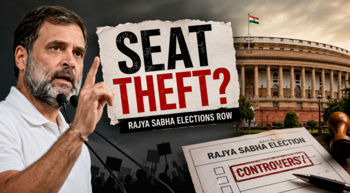 Rahul Gandhi Seat Theft Claim Sparks Rajya Sabha Row Rahul Gandhi Alleges Seat Theft in Rajya Sabha Polls